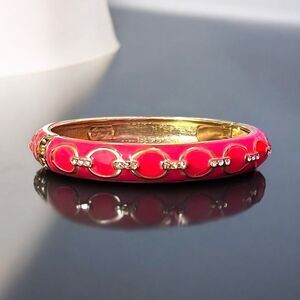 Sequin Pink Gold And Rhinestones Clamper Bangle Bracelet NWOT